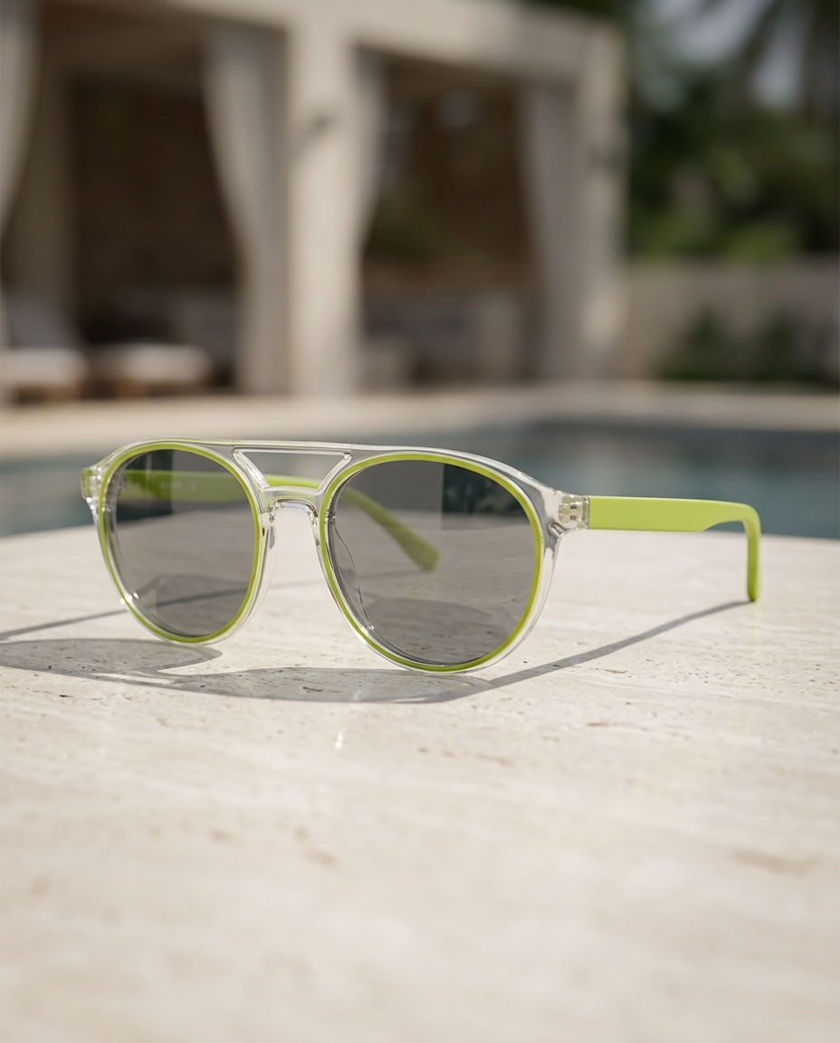 Lime Frost Round Sunglasses